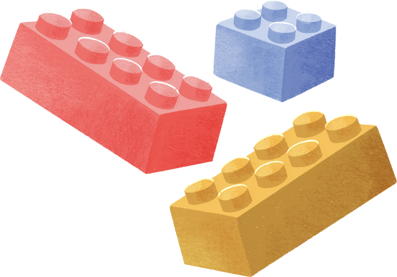 Hand-drawn Kids Lego Bricks Toy